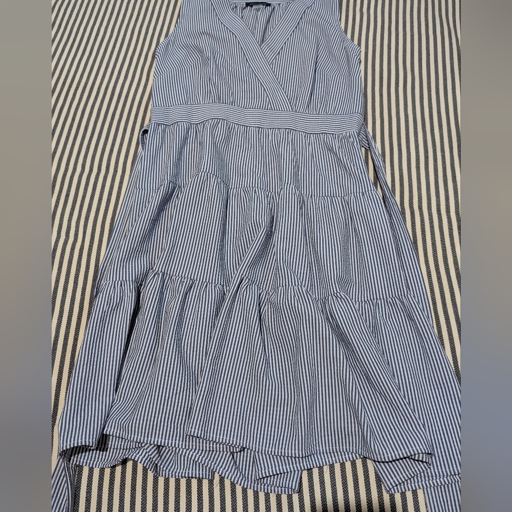 Tommy Hilfiger Blue and White Striped Midi Dress